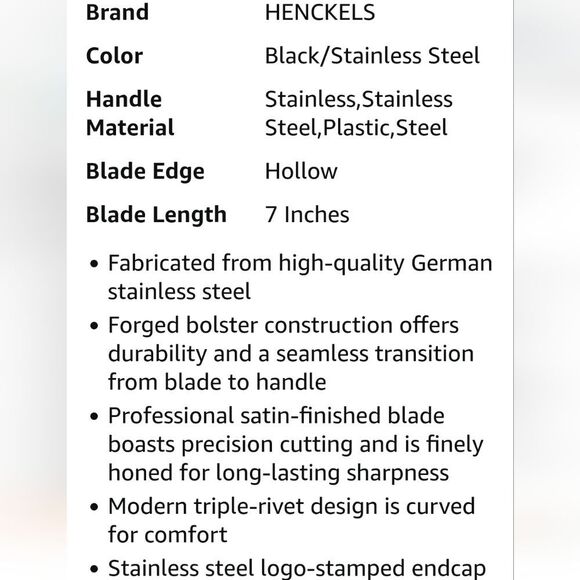 Henckels Premio Forged 7" Hollow Edge Santoku Knife - Picture 11 of 13